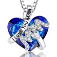 thumbnail image 5 of Luxury Fashion "Mom" Pendant Necklace Red Blue Heart Crystal Jewelry Ladies Anniversary Birthday Christmas Mother's Day Gift, 5 of 6