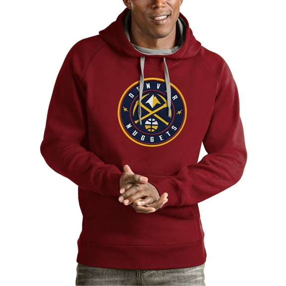 Men's Antigua Red Denver Nuggets Team Logo Victory Pullover Hoodie