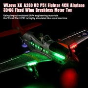 Bruce&Shark RC Plane, 2.4GHz 4 Channel Brushless Remote Control Jet Airplane for Adults, WLtoys RC Aircraft Fighter with 6-Axis Gyro, LED Searchlight, Easy to Fly for Boys and Girls