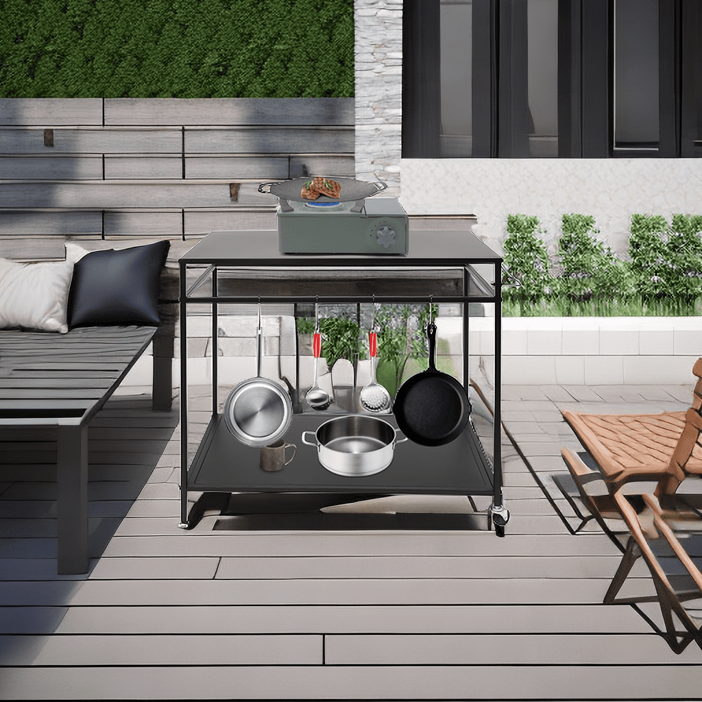 Kitchen Prep Table BBQ Grill Bar Cart Outdoor Griddle Cooking Stainless Steel