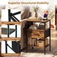 thumbnail image 5 of Giantex Nightstand w/Charging Station, End Table w/Fabric Drawer, 2 AC Outlets, USB and Type-C Port, Brown, 5 of 7
