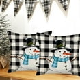 thumbnail image 3 of Black White Buffalo Plaid Christmas Snowman Pillow Covers Winter Let it Snow Snowflake Holiday Farmhouse Decoration Throw Pillow Cover Home Xmas Holly Berry Set of 2 18x18 Inch Cushion Case, 3 of 5