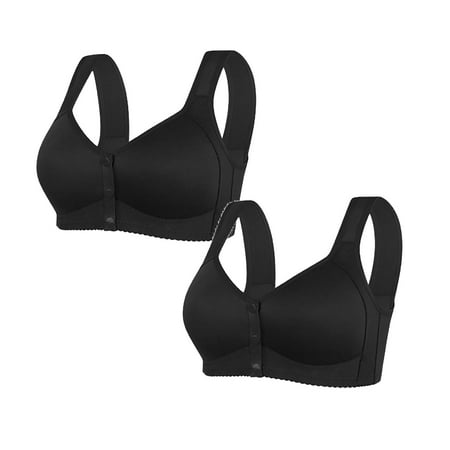 Rinsvye 2 Pcs Womens No Steel Ring Women Sports Bra Front Close Bra T Bra Packs Back Plus Size Seamless Backless Bra Unlined Bra for Large Bras for Women Pack Bust