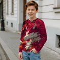 thumbnail image 4 of FUIALDOLG 2 Pack Wolf Girls Long Sleeve Shirts 5-6 Years Soft Crewneck Long-Sleeve Loose T-Shirts Volcano Fire Basic Tops Layering Tees, 4 of 6