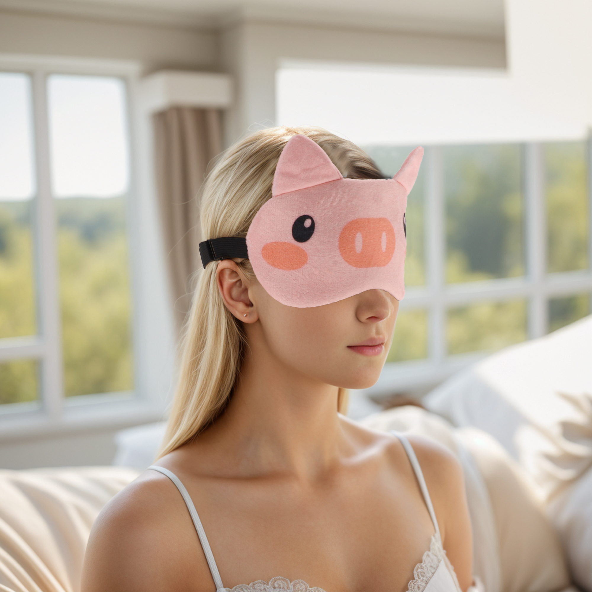 Unique Bargains Soft Shy Pig Eyes Sleep Mask Pink Comfortable Eye Cover for Sleep