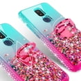 thumbnail image 4 of Spy Case for At&t Motivate 2 / Cricket Icon 3 / Splendor Case Ring Kickstand Liquid Glitter Phone Case Cover with Tempered Glass Screen Protector - Teal/Pink, 4 of 5