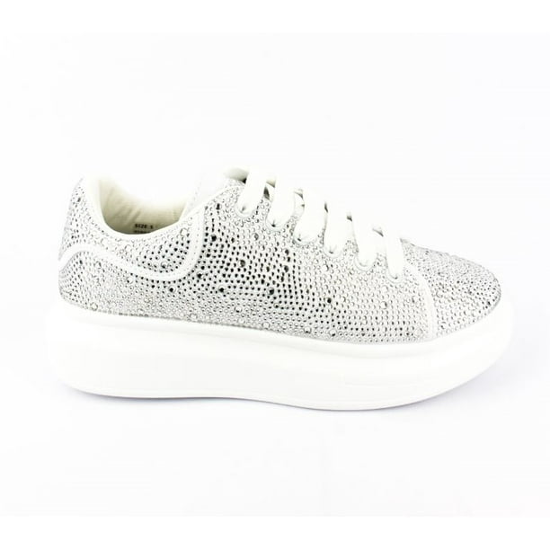 Tenis Sneakers Con Brillos Casual para Dama Hanna MX Sia White