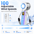 thumbnail image 4 of Portable Handheld Fan, 3000mAh USB Rechargeable Battery, 100 Adjustable Speeds, Up to 19H Cooling, Mini Personal Fan for Travel, Outdoor, Shopping, Makeup, White, 4 of 7