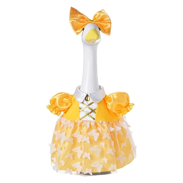 Conjunto de Tutú de Princesa con Mariposas de Primavera para Gansos de Porche, Disfraces de Gansos de 58 Cm con Falda de Tul y Diadema con Lazo, Conjunto de Decoración de Temporada para Césped.