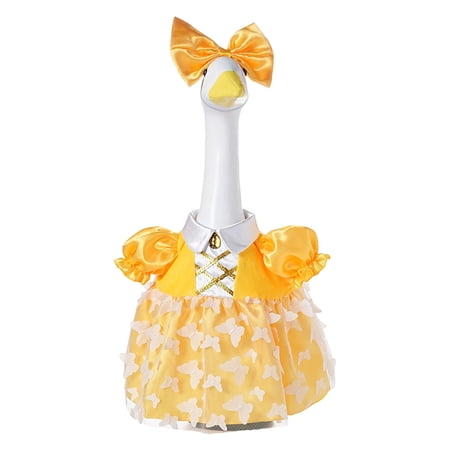 Spring Season Princess Tutu Outfit Set for Porch Goose Lawn Decoration with Tulle Skirt and Bow Headband Garden Yard Seasonal Display