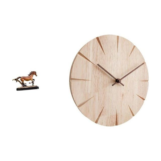 Elegante escultura de figura de caballo y reloj de pared de madera maciza. Diseño creativo para la decoración del hogar, la oficina, la sala de estar