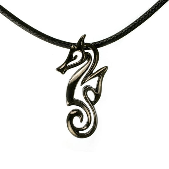 "Polo" Seahorse Ocean Theme Sea LIfe Pewter Pendant Necklace Hematite Finish