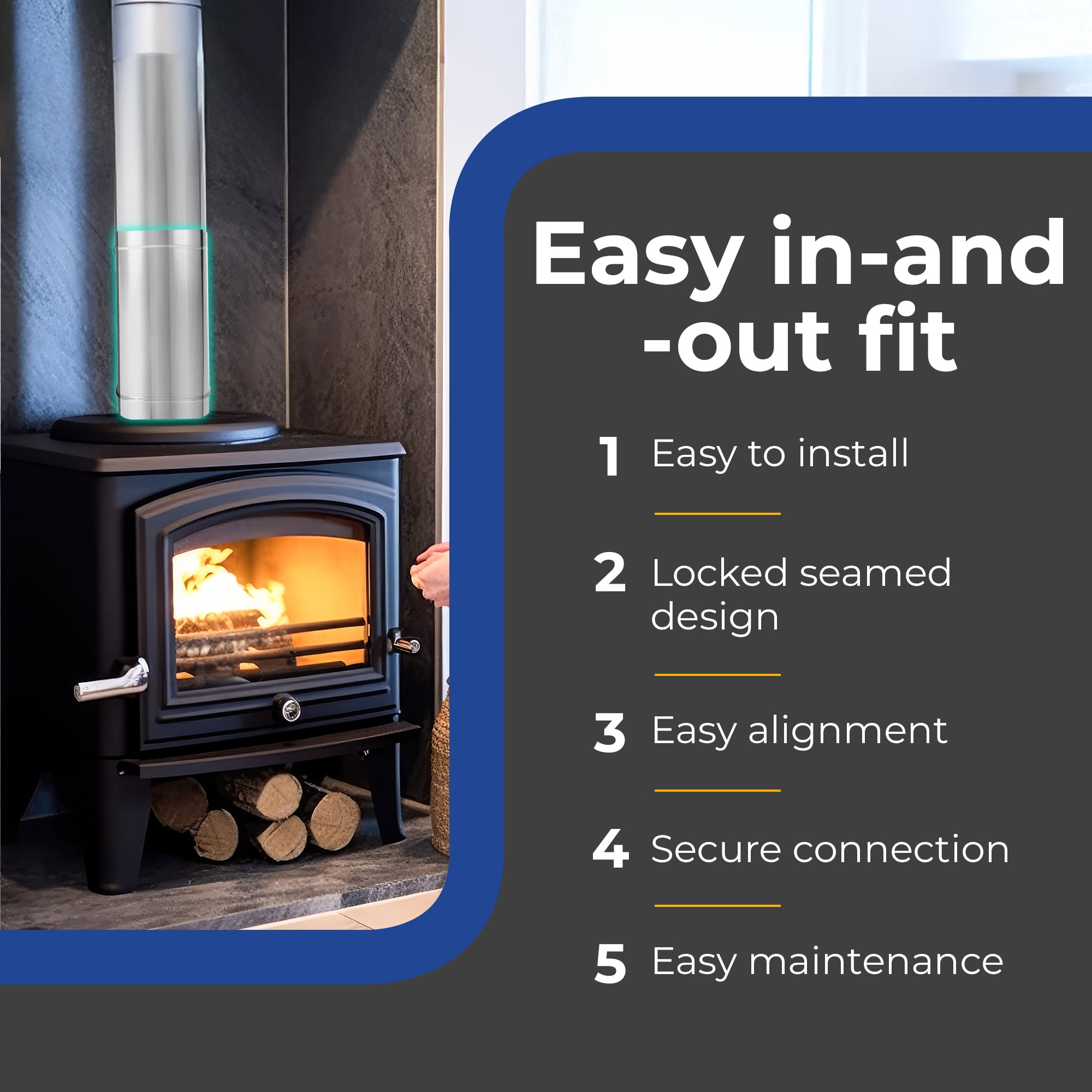DuraVent DuraBlack 12 x 6 Inch Stainless Steel Single Wall Stove Pipe