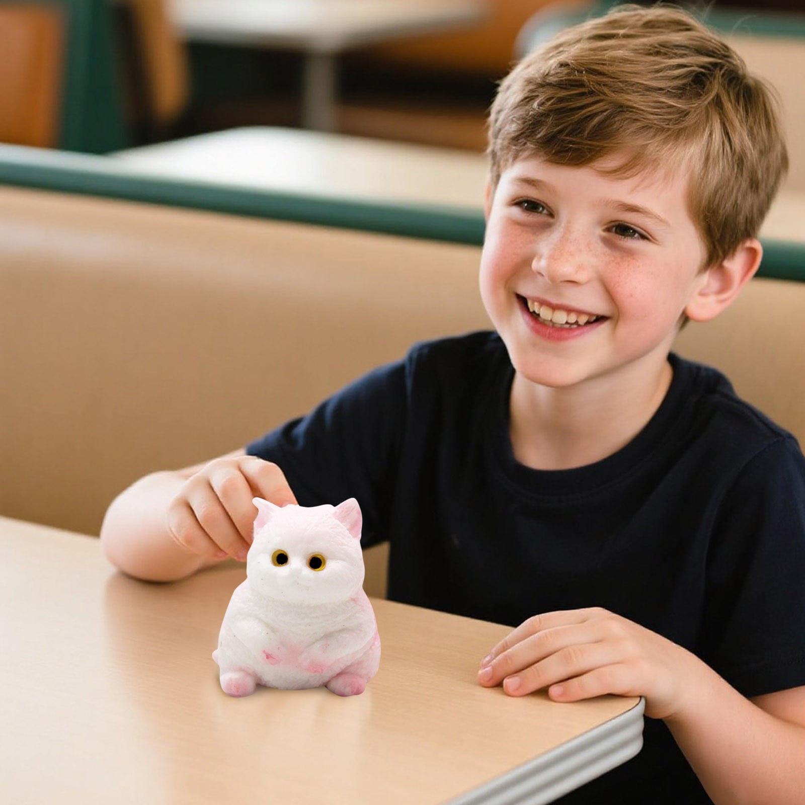 Squishy Dolls Fluffy Cat Stress Doll - Super Soft Slow Rising Trumpet Cat Squeeze Doll, Cute Pink White Plush Decompression Doll for Anxiety Relief
