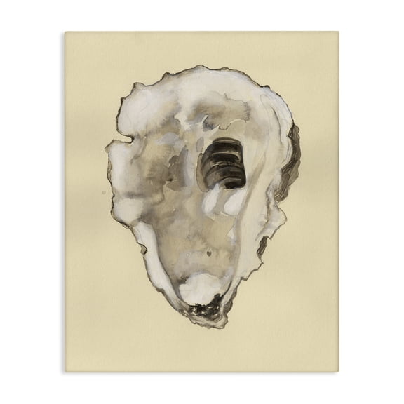 Stupell Industries Beige Oyster Shape Nautical & Beach Painting Wrapped Canvas Art Print Wall Art, 16 x 20
