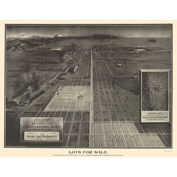 Historic Panoramic View - Harlem Jacksons Broadway Heights Denver Colorado - Mitchell 1907