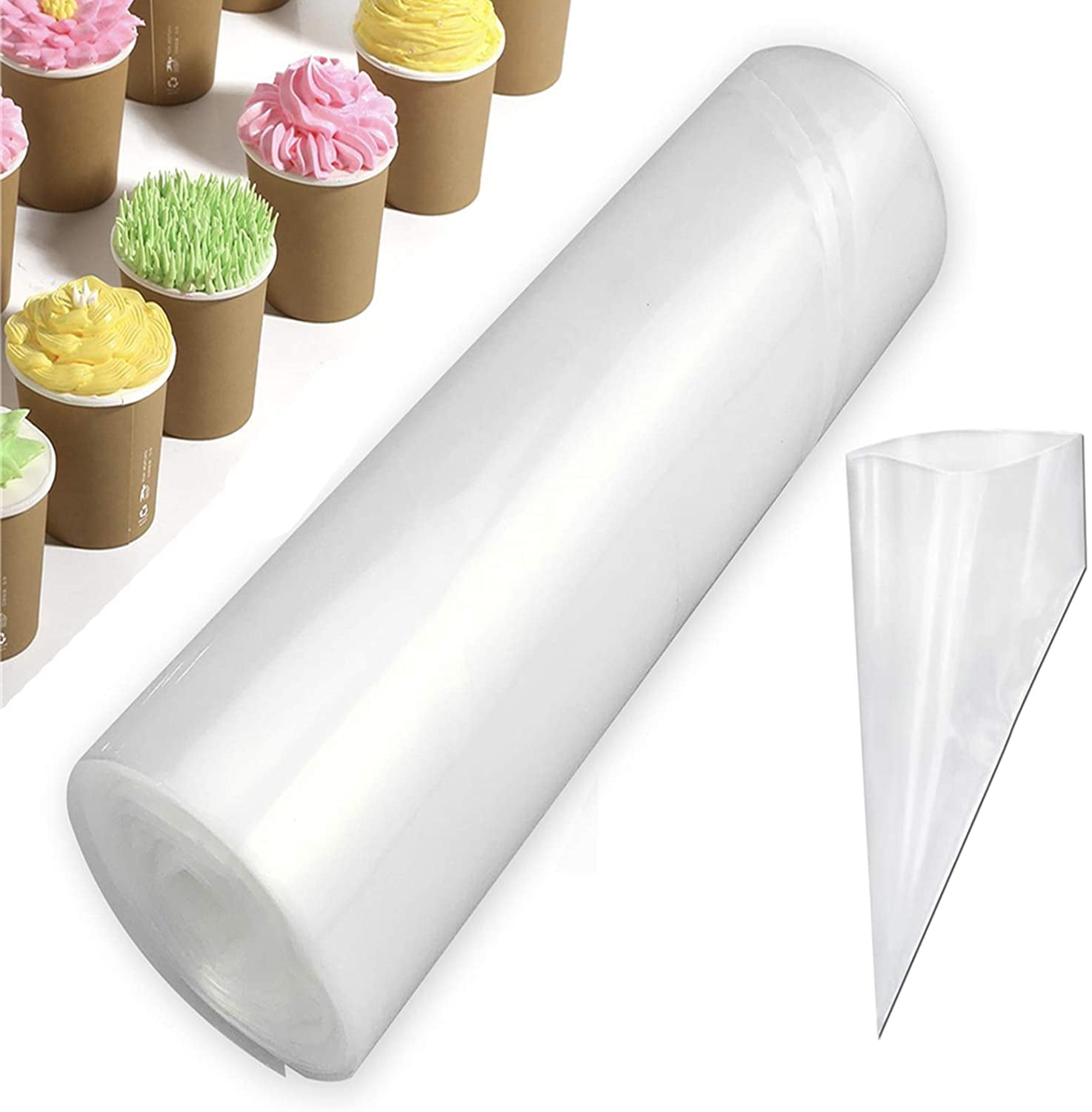 Joyeee 50 Count Disposable Piping Bags 30.5 CM Icing Bags Sugar Craft Supplies for All Size Tips Couplers White Clear Thick Plastic Decorating Bags for Cake Dessert Cookies Cupcake Decoration