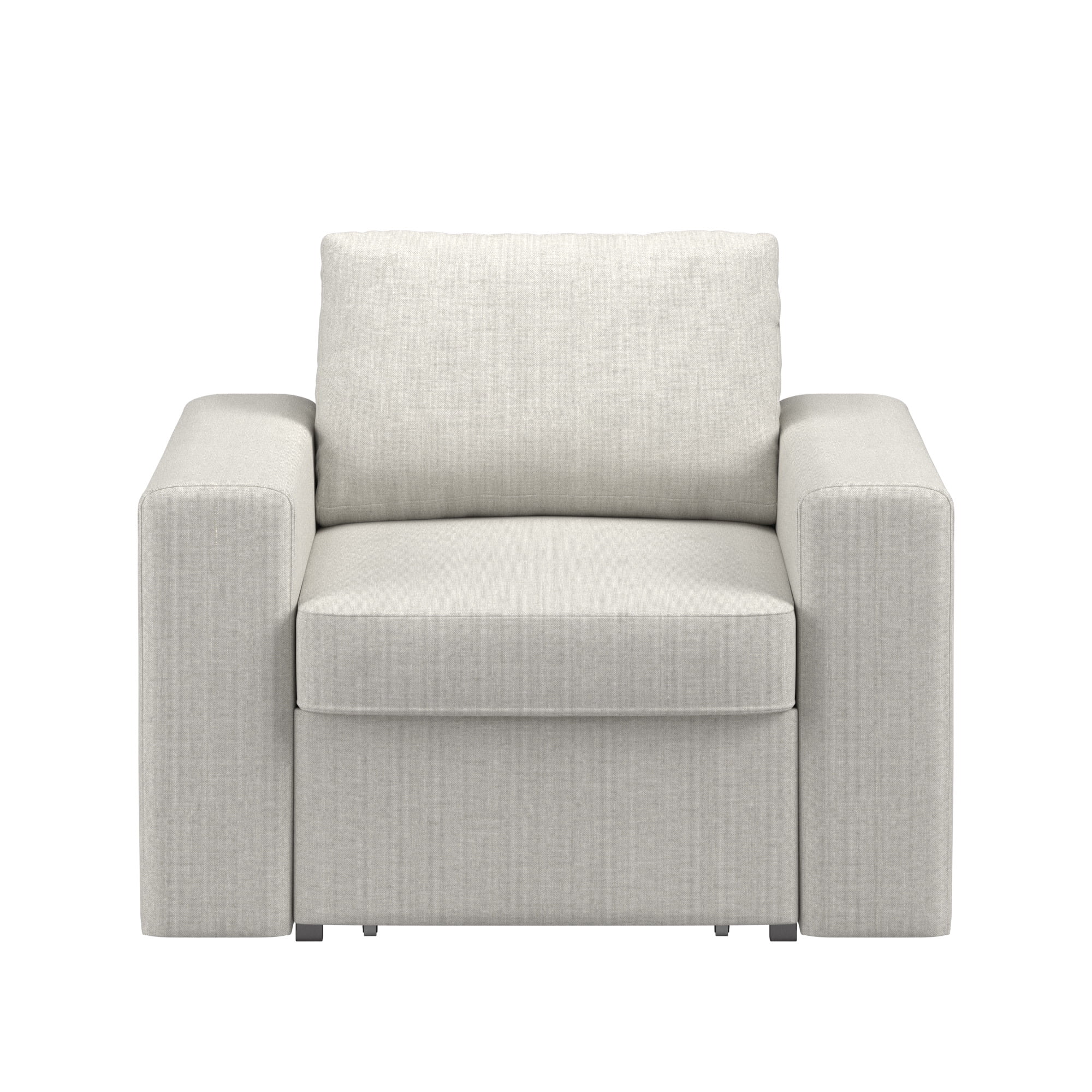 Weston Home Glen Park Modern Linen Accent Chair with 1 Hidden Metal Wire Storage Drawer, Ivory