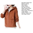 thumbnail image 7 of sunsanly Long Sleeve Zipper Closure Bowknot Decor Pockets Women Coat Autumn Loose Hooded Corduroy Jacket Daily Clothing, 7 of 7