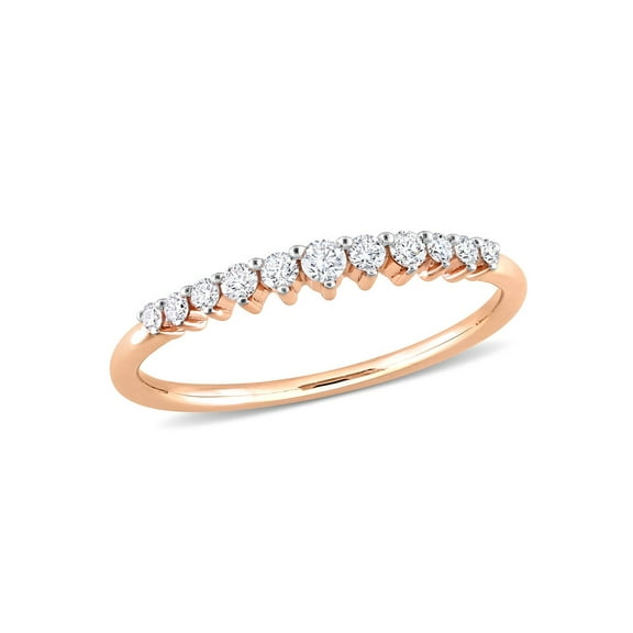1/5 Carat (Ctw G-H-I, I2-I3) Diamond Wedding Band Ring in 14K Rose Pink Gold