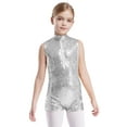 thumbnail image 3 of iiniim Kids Girls Sequins Sleeveless Short Jumpsuit Ballet Dance Biketard Gymnastics Leotard Unitard Silver 8, 3 of 6