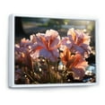 thumbnail image 2 of Designart "Pink Irises landscape III" Floral Floater Framed Wall Art Print, 2 of 7