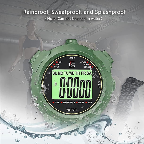 Cronómetro Cronómetro profesional 2 Memoria con función de silencio y luz para deporte Silencio Cronómetro Reloj despertador luminoso Cronómetro YS-728L Cronómetro Temporizador