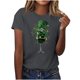 thumbnail image 1 of El Día de San Patricio Manga Corta Cuello Redondo Suéter Casual Top, Ligero 95% Poliéster 5% Blusa de Spandex para Vacaciones Y Uso Diario, Tops de Mujer Casual, 1 of 5