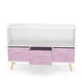 thumbnail image 5 of Kids Bookcase with 3 Collapsible Fabric Drawers for Kids Teens, Children's Book Display with Pine Legs, Toy Storage Cabinet Organizer for Bedroom Living Room Playroom, White+Pink, 5 of 8