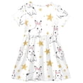 thumbnail image 2 of Lovely Rabbits and Stars Girls Short Sleeve Dress A Line Sun Protection Breathable Comfort Sundress 4T, 2 of 8
