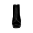 thumbnail image 2 of BLISSFUL STEP Women's Ankle Boots Faux Leather Peep Toe Platform Chunky Heel Back Zip Boots Black 7, 2 of 8
