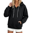thumbnail image 2 of Xaqiouau Hoodies for Women Fleece Pullover Sweatshirts Oversized Long Sleeve Drawstring Hooded Sweatshirt Casual Loose Fall Winter Hoodie with Pocket, 2 of 7