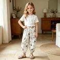 thumbnail image 4 of Mifsaly Toddler Girls Girls Harem Pants Kids Floral Print Elastic Waist Lightweight Lounge Boho Long Pants, 4 of 6