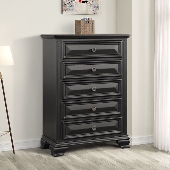 Roundhill Furniture Renova 5-Drawer Chest - Parchment White