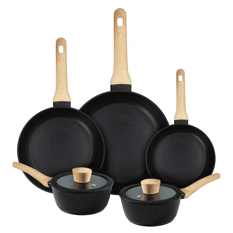 Saucepan Set Non Stick 7 Piece Cookware with Frying Pans Lids Gas Induction  Hob
