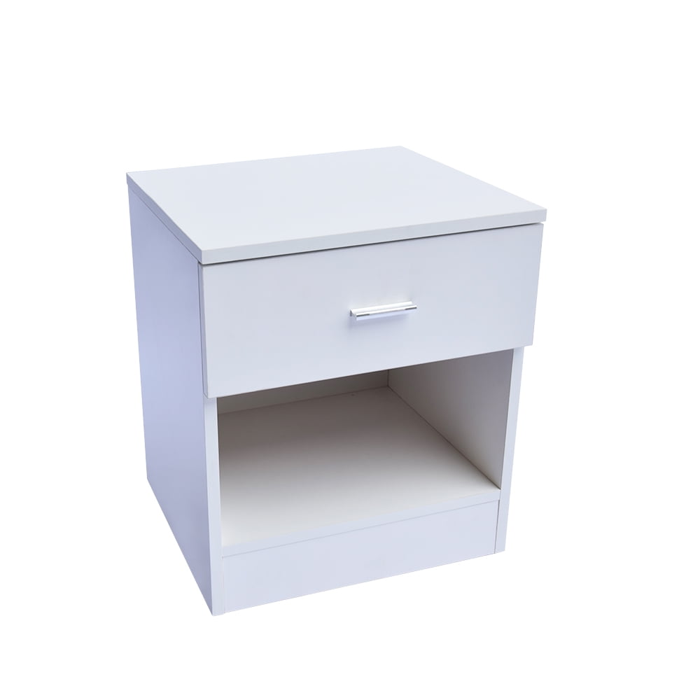 Lowestbest Easy Assembly Nightstand, End Table with Metal Handle, Table with Storage Shelf, Bedside Table for Bedroom, Living Room, Storage Shelves and Drawer, White Lowestbest Easy Assembly Nightstand, End Table with Metal Handle, Table with Storage Shelf, Bedside Table for Bedroom, Living Room, Storage Shelves and Drawer, White