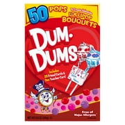 Dum Dums Valentines Candy & Cards Original Flavors Lollipops Bouquets, 8.6 oz, 50 Ct Box
