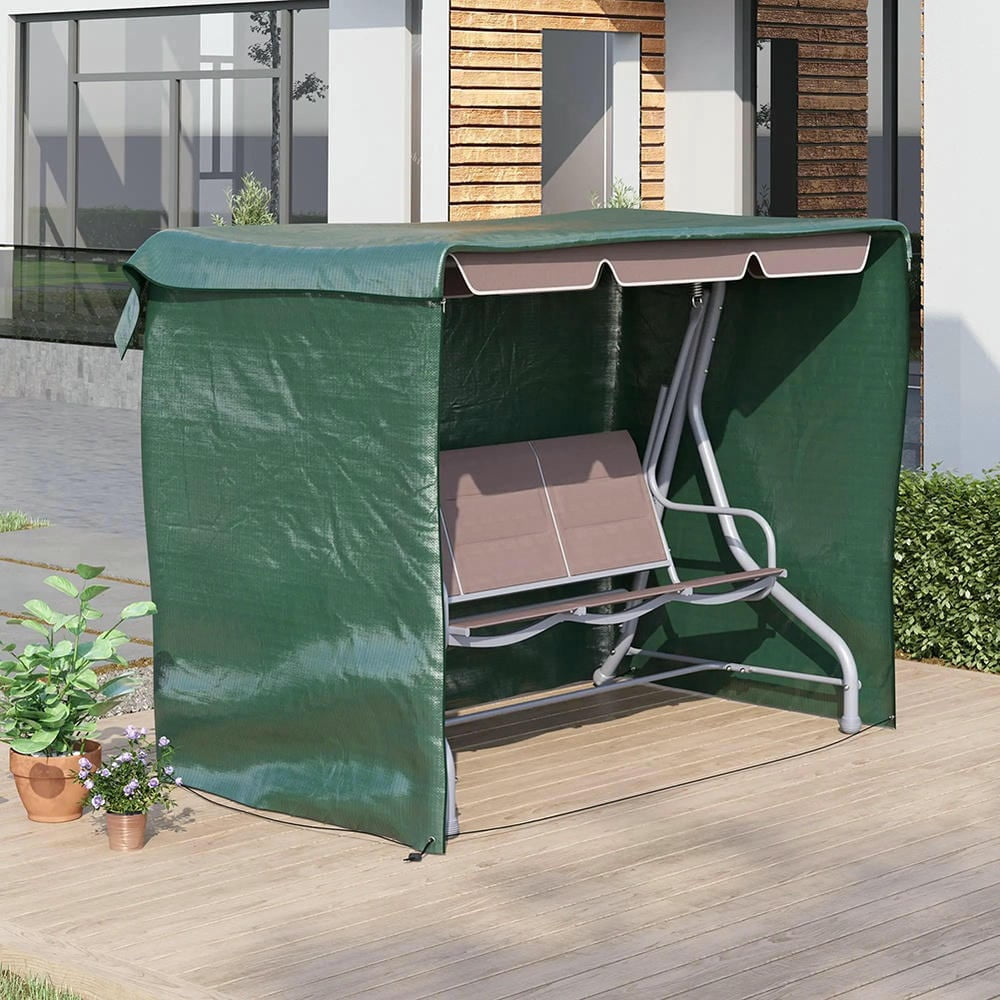 YYAo Hammock Patio Cover Furniture Garden Glider Chair Cover,3-Seater Patio Swing Cover, Outdoor Garden Protection Hammock Cover Waterproof, Dark Green