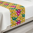 thumbnail image 2 of Skull Bed Runner, Head Bones Print on Colorful Geometric Triangle Background, Decorative Accent Bedding Scarf for Hotels Homes and Guestrooms, Twin, Earth Yellow Jade Green, by Ambesonne, 2 of 2