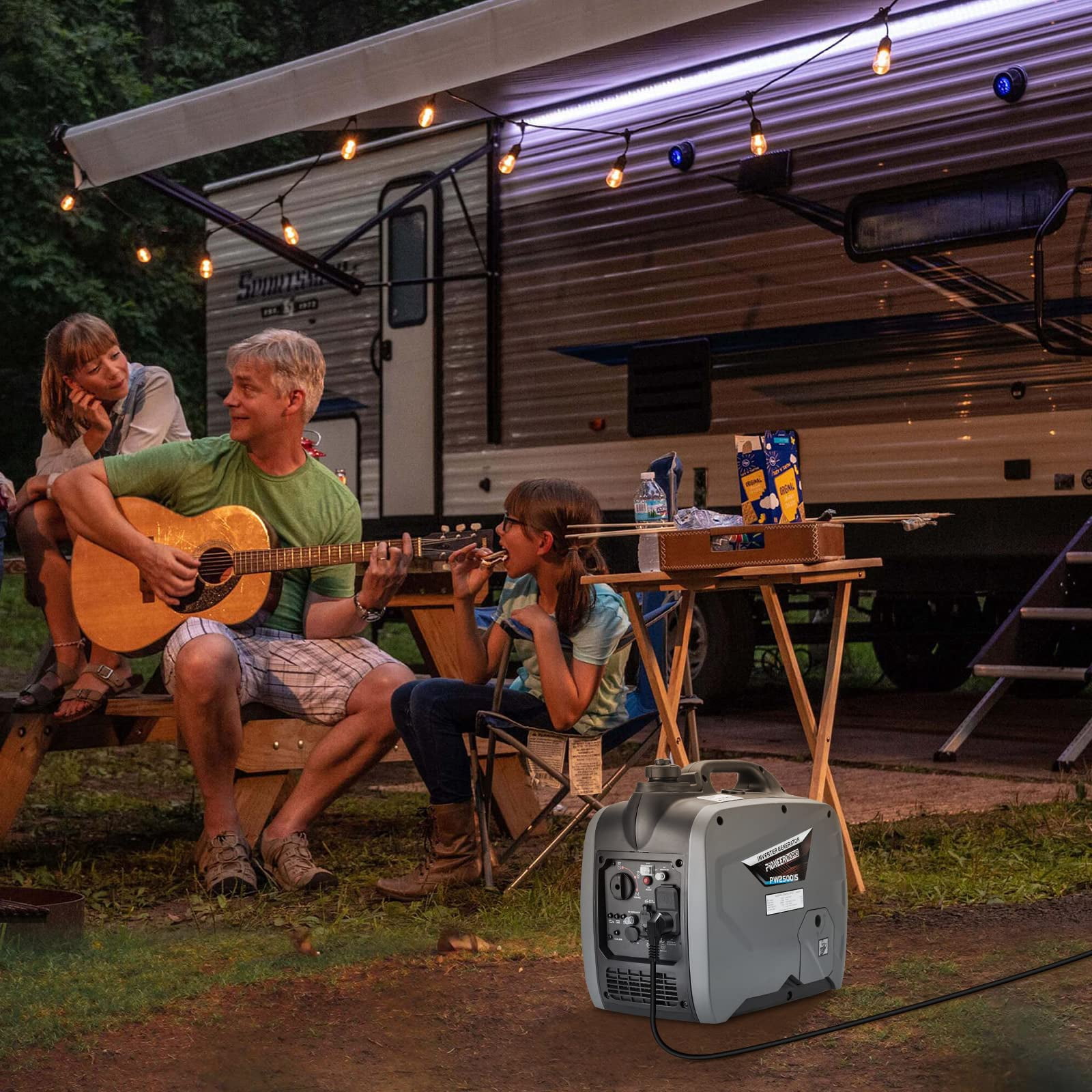 Garvee 2500 Watt Portable Power Generator Ultra Quiet Gas Engine with CO-Monitoring for Outdoor Camping and Home Use, Inverter Generator