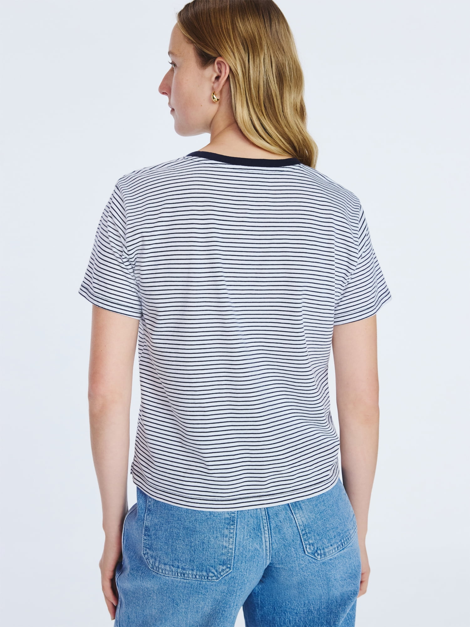 Free Assembly Women's and Women's Plus Cotton Cropped Boxy Tee with Short Sleeves, Sizes XS-4X