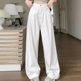 thumbnail image 4 of Women Pants Baggy Wide Leg Jeans High Waisted Solid Loose Casual Pants with Pockets Long Denim Trousers, 4 of 6