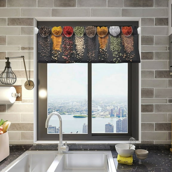 Spices Artistic Valance Curtains Rod Pocket for Kitchen Living Room Windows Farmhouse Decor 54x18