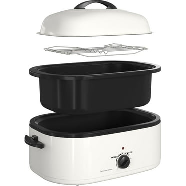 20 Quart Electric Roaster Oven with Self-basting Lid, Turkey Roaster Oven with Removable Pan and Rack, White