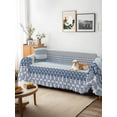 thumbnail image 3 of Boho Blue Aqua Couch Cover Sofa Covers 3 Cushion Sectional Couch, Geometric Stripes Tribal Bohemia Retro Washable Sofa Covers Slipcover Sectional Sofa Cover, Furniture Protector 71"x150", 3 of 9