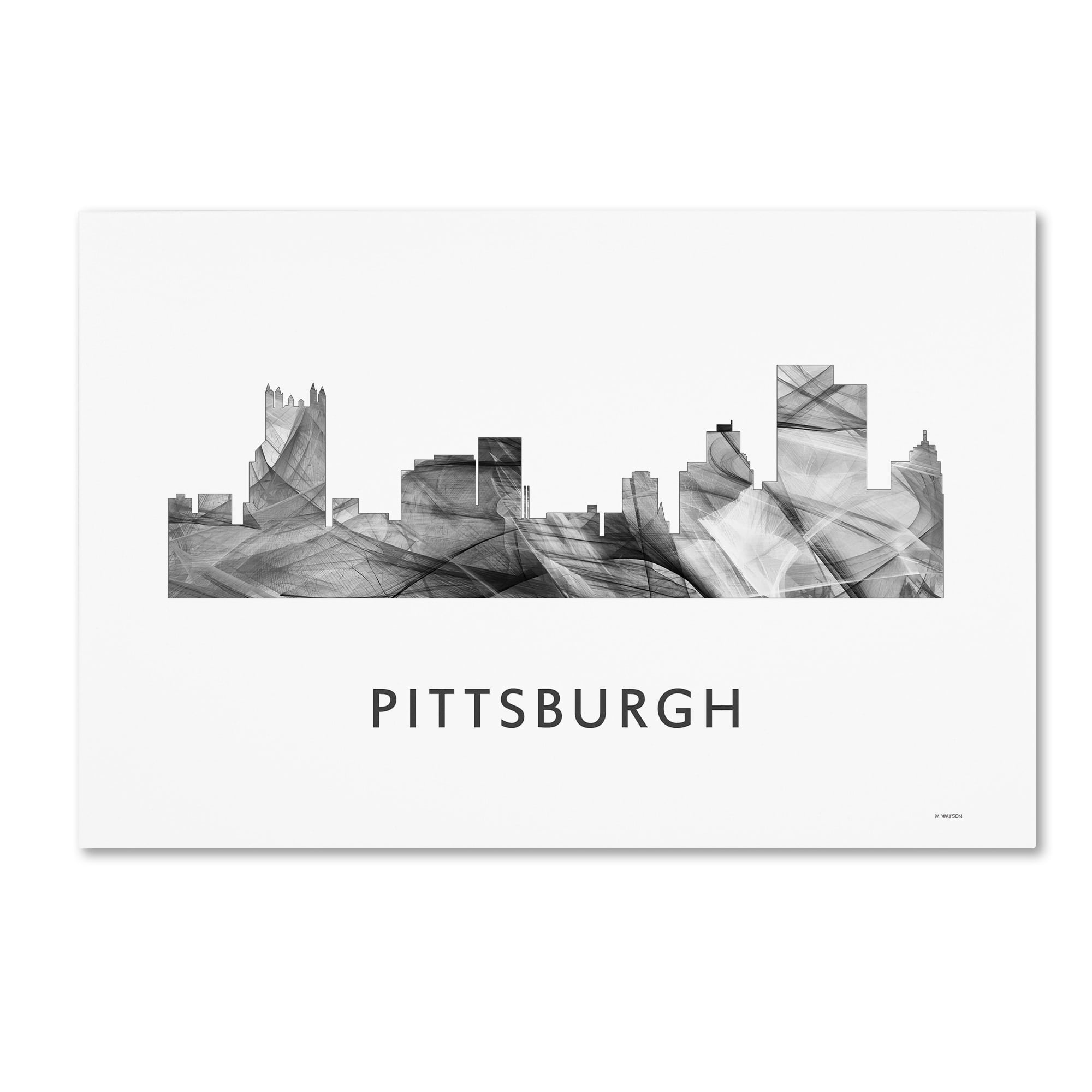 Trademark Fine Art 'Pittsburgh Pennsylvania Skyline WB-BW' Canvas Art by Marlene Watson