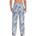 thumbnail image 2 of Bixox Men's Blue Paisley Patterned Pajama Pants with Pockets Lounge Clothes for Home, 2 of 5