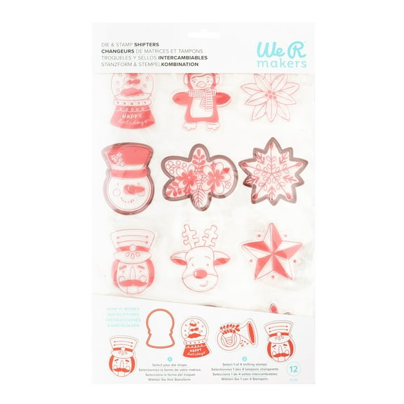 We R Die & Stamp Shifters-Globe - Christmas, 3 Dies and 12 Stamps