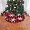 thumbnail image 2 of FMSHPON Snowflakes Red Plaid Christmas Pattern Xmas Christmas Tree Skirt Stand Mat for Holiday Party Decoration Indoor Outdoor 36 inches, 2 of 3