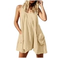 thumbnail image 2 of Nmnitkp Women's Crinkle Sleeveless Tank Dress, Round Neck Tie Back Loose A-Line Mini Dress with Pockets, Casual Summer Dress for Beach, Vacation & Daily Wear Beige,S, 2 of 8